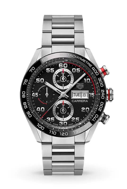 Tag Heuer Carrera Chronograph Black Dial Silver Steel Strap Watch for Men - CBN2A1AA.BA0643 Buy Now By Tag Heuer