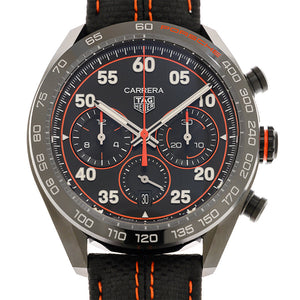 Tag Heuer Carrera Chronograph Porsche Orange Racing 44mm Black Dial Black Nylon Strap Watch for Men - CBN2A1M.FC6526 Buy Now By Tag Heuer