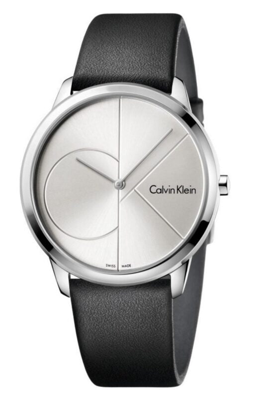 Calvin Klein Minimal Silver Dial Black Leather Strap Watch for Men - K3M221CY Buy Now By Calvin Klein
