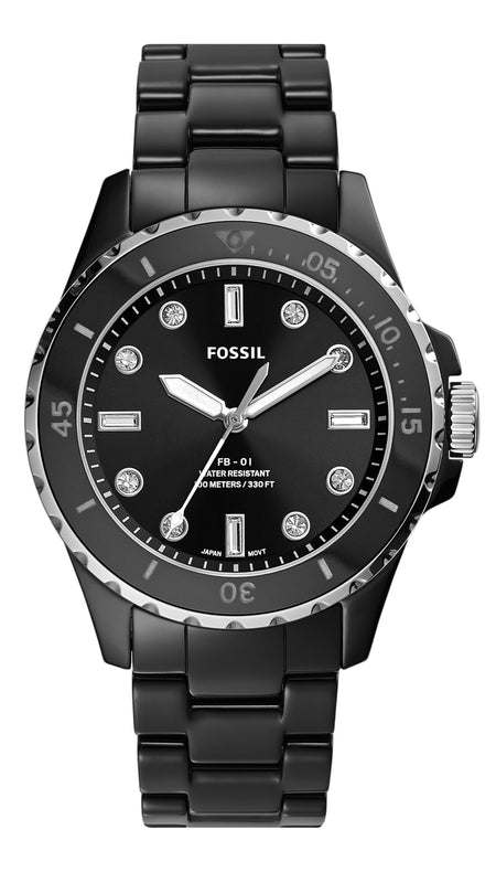Fossil FB-01 Three-Hand Black Dial Black Ceramic Strap Watch for Women - CE1108 Buy Now By Fossil