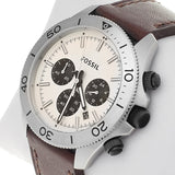 Fossil Retro Traveler Chronograph White Dial Brown Leather Strap Watch for Men - CH2886 Buy Now By Fossil