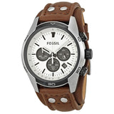 Fossil Coachman Chronograph White Dial Brown Leather Strap Watch for Men - CH2890 Buy Now By Fossil