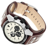 Fossil Coachman Chronograph White Dial Brown Leather Strap Watch for Men - CH2890 Buy Now By Fossil