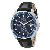 Fossil Wakefield Chronograph Blue Dial Black Leather Strap Watch for Women - CH2945 Buy Now By Fossil
