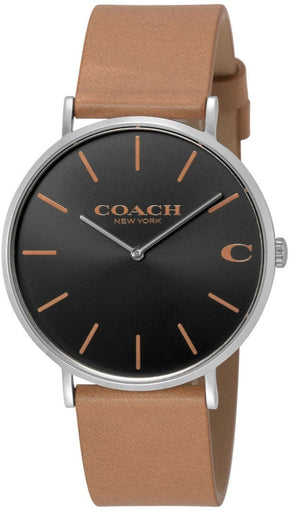 Coach Charles Black Dial Brown Leather Strap Watch for Men - 14602155 Buy Now By Coach