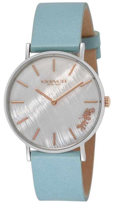 Coach Perry Mother of Pearl White Dial Blue Leather Strap Watch for Women - 14503271 Buy Now By Coach