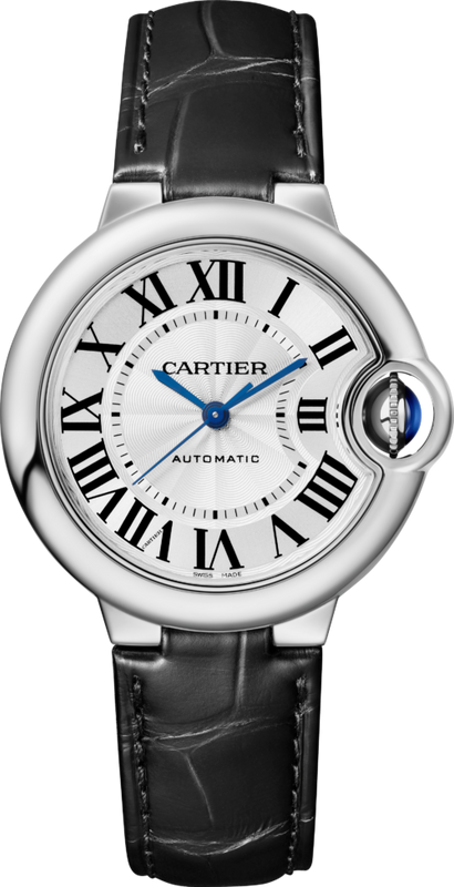 Cartier Ballon Bleu de Cartier Silver Dial Black Leather Strap Watch for Men - WSBB0026 Buy Now By Cartier