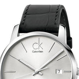 Calvin Klein City Date Silver Dial Black Leather Strap Watch for Men - K2G2G1C6 Buy Now By Calvin Klein