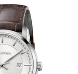Calvin Klein Infinity Silver Dial Brown Leather Strap Watch for Men - K5S341G6 Buy Now By Calvin Klein