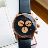 Calvin Klein City Chronograph Black Dial Black Leather Strap Watch for Men - K2G17TC1 Buy Now By Calvin Klein