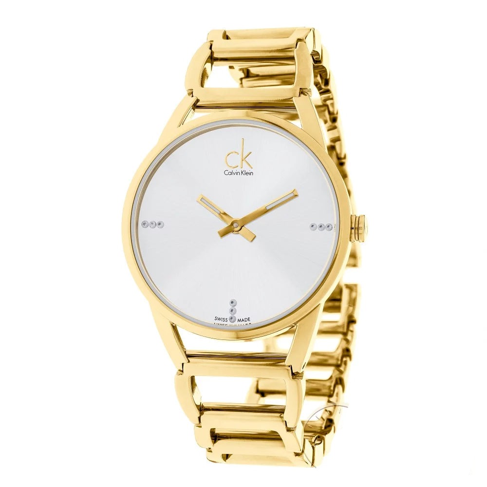 Calvin Klein Stately White Dial Gold Steel Strap Watch for Women - K3G2352W Buy Now By Calvin Klein