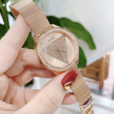 Guess Tri Glitz Quartz Diamonds Rose Gold Dial Rose Gold Mesh Bracelet Watch For Women - W1142L4 Buy Now By Guess