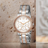 Guess Enchanting Diamonds Silver Dial Two Tone Steel Strap Watch for Women - W0305L3 Buy Now By Guess
