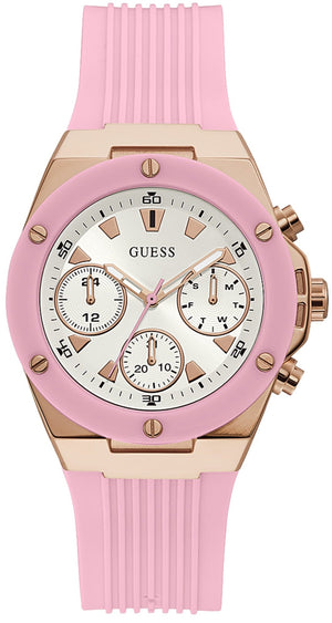 Guess Athena White Dial Pink Rubber Strap Watch For Women - GW0030L4 Buy Now By Guess