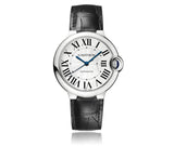 Cartier Ballon Bleu De Cartier Silver Dial Black Leather Strap Watch for Women - WSBB0028 Buy Now By Cartier