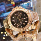 Guess Rigor Multi Function Black Dial Rose Gold Steel Strap Watch For Men - W0218G3 Buy Now By Guess