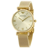 Emporio Armani Retro Gold Dial Gold Mesh Bracelet Watch For Women - AR1957 Buy Now By Emporio Armani