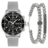 Hugo Boss Admiral Black Dial Silver Mesh Bracelet Watch for Men - 1513904 Buy Now By Hugo Boss