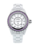 Chanel J12 Sapphire Bezel Ceramic White Dial White Steel Strap Watch for Women - J12 H2010 Buy Now By Chanel