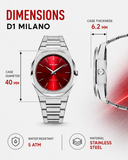 D1 Milano Ultra Thin Red Dial Silver Steel Strap Watch for Men - D1-UTBJ05 Authentic Buy Shop Now