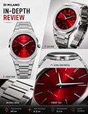 D1 Milano Ultra Thin Red Dial Silver Steel Strap Watch for Men - D1-UTBJ05 Authentic Buy Shop Now