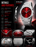 D1 Milano Ultra Thin Red Dial Silver Steel Strap Watch for Men - D1-UTBJ05 Authentic Buy Shop Now