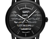 Emporio Armani Meccanico Quartz Black Dial Black Leather Strap Watch For Men - AR60032 Buy Now By Emporio Armani