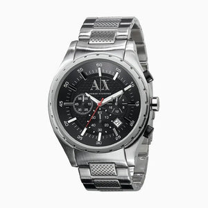 Armani Exchange Miami Chronograph Black Dial Silver Steel Strap Watch For Men - AX1057 Buy Now By Armani Exchange