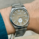 Citizen Tsuyosa Automatic Titanium Yellow Dial Silver Steel Strap Watch For Men - NK5010-51X