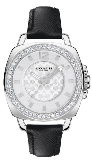 Coach Boyfriend Silver Dial Black Leather Strap Watch for Women - 14503152 Buy Now By Coach