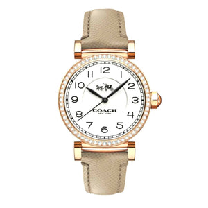 Coach Madison Diamonds White Dial Beige Leather Strap Watch for Women - 14503394 Buy Now By Coach
