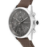 Hugo Boss Grand Prix Grey Dial Brown Leather Strap Watch for Men - 1513476 Buy Now By Hugo Boss