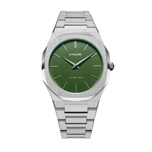 D1 Milano Ultra Thin Moss Green Dial Silver Steel Strap Watch for Men - D1-UTBJ06 Authentic Buy Shop Now