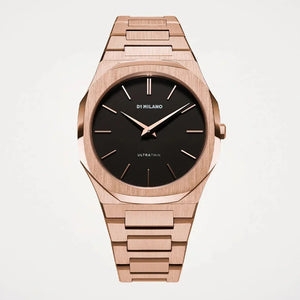 D1 Milano Ultra Thin Black Dial Gold Steel Strap Watch for Men - D1-UTBJ42 Authentic Buy Shop Now