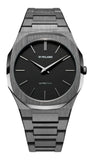 D1 Milano Ultra Thin Re-Gun Black Dial Gray Steel Strap Watch for Men - D1-UTBJ41 Authentic Buy Shop Now