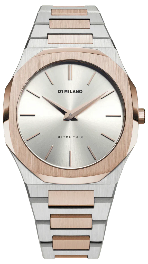 D1 Milano Ultra Thin Silver Dial Two Tone Strap Watch for Women - D1-UTBJ01 Authentic Buy Shop Now