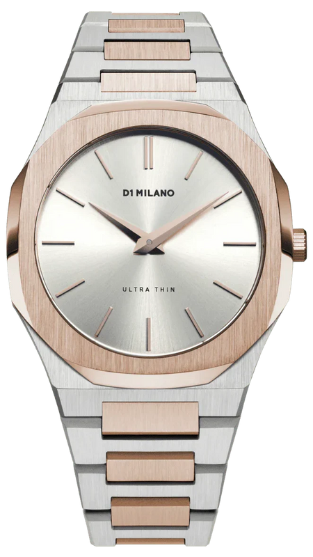D1 Milano Ultra Thin Silver Dial Two Tone Strap Watch for Women - D1-UTBJ01 Authentic Buy Shop Now