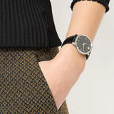 Movado Ultra Slim Black Dial Black Leather Strap Watch For Women - 0607090 Buy Now By Movado