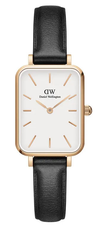 Daniel Wellington Quadro White Dial Black Leather Strap Watch For Women - DW00100434 Buy Now By Daniel Wellington