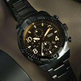 Fossil Bronson Chronograph Black Dial Black Steel Strap Watch for Men - FS5876 Buy Now By Fossil