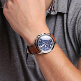 Fossil Grant Chronograph Blue Dial Brown Leather Strap Watch for Men - FS5210 Buy Now By Fossil