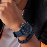 Armani Exchange Outerbanks Chronograph Blue Dial Blue Silicone Strap Watch For Men - AX7128 Buy Now By Armani Exchange