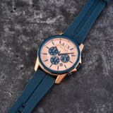 Armani Exchange Hampton Chronograph Rose Gold Dial Blue Silicone Strap Watch For Men - AX1730 Buy Now By Armani Exchange