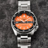 Seiko 5 Sports Double Hurricane Retro Orange Dial Silver Steel Strap Watch For Men - SRPK11K1 Buy Now By Seiko