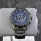 Armani Exchange Banks Chronograph Blue Dial Grey Steel Strap Watch For Men - AX1731 Buy Now By Armani Exchange
