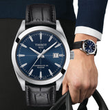 Tissot Gentleman Powermatic 80 Silicium Blue Dial Black Leather Strap Watch For Men - T127.407.16.041.01 Buy Now By Tissot
