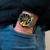 Diesel Mega Chief Chronograph Black Dial Two Tone Steel Strap Watch For Men - DZ4581 Buy Now By Diesel