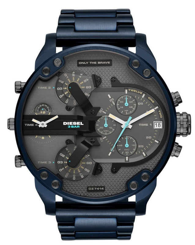 Diesel Daddy 2.0 Chronograph Grey Dial Blue Steel Strap Watch For Men - DZ7414 Buy Now By Diesel