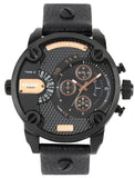 Diesel Little Daddy Chronograph Black Dial Black Leather Strap Watch For Men - DZ7291 Buy Now By Diesel