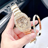 Guess Phoenix Multifunction Crystals Gold Dial Gold Steel Strap Watch For Men - GW0094G2 Buy Now By Guess